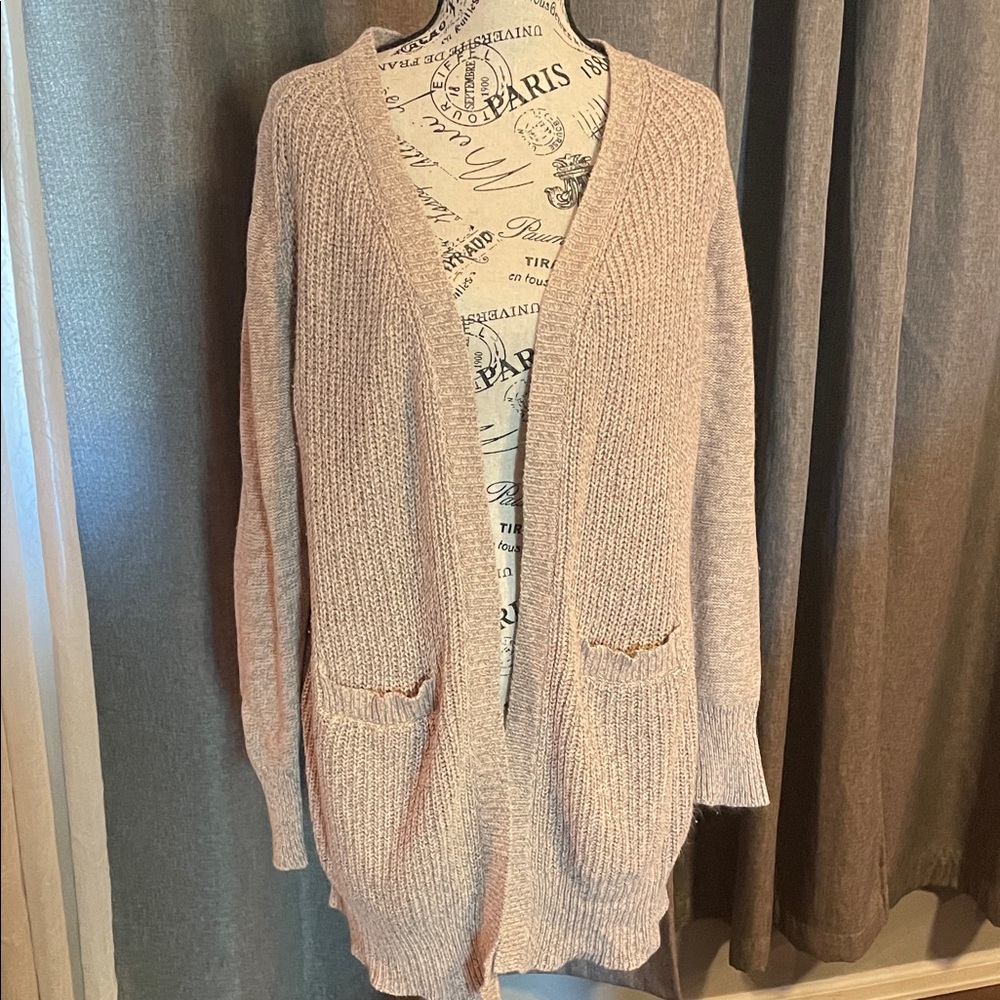 RDI Dusty Pink Open-Front Knit Cardigan